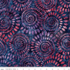 SALE Batiks Expressions Dahlias BT23010 Denim Bijou - Riley Blake Designs - Hand-Dyed Tjaps Print - Quilting Cotton