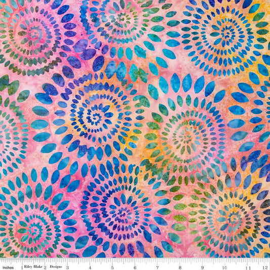 DEAL Batiks Expressions Dahlias BT23010 Garden Shades - Riley Blake Designs - Hand-Dyed Tjap Print - Quilting Cotton Fabric