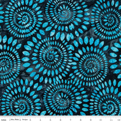 SALE Batiks Expressions Dahlias BT23010 Stormy Seas - Riley Blake Designs - Hand-Dyed Tjap Print - Quilting Cotton Fabric