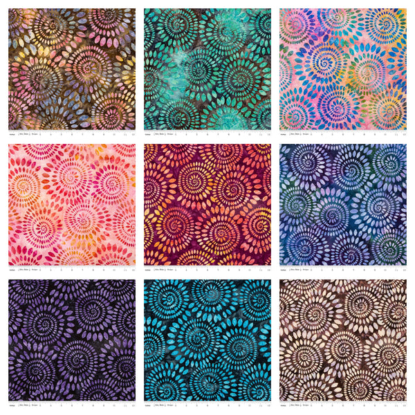 SALE Batiks Expressions Dahlias Fat Quarter Bundle 18 pieces - Riley Blake Designs - Pre Cut Precut - Hand-Dyed - Quilting Cotton Fabric