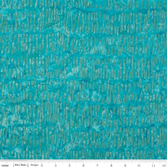 Fat Quarter End of Bolt - SALE Batiks Expressions Bayou Blues BTHH Belize - Riley Blake Designs - Hand-Dyed Tjaps Print - Quilting Cotton
