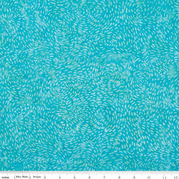 Batiks Expressions Bayou Blues BTHH Cyan - Riley Blake Designs - Hand-Dyed Tjaps Print - Quilting Cotton