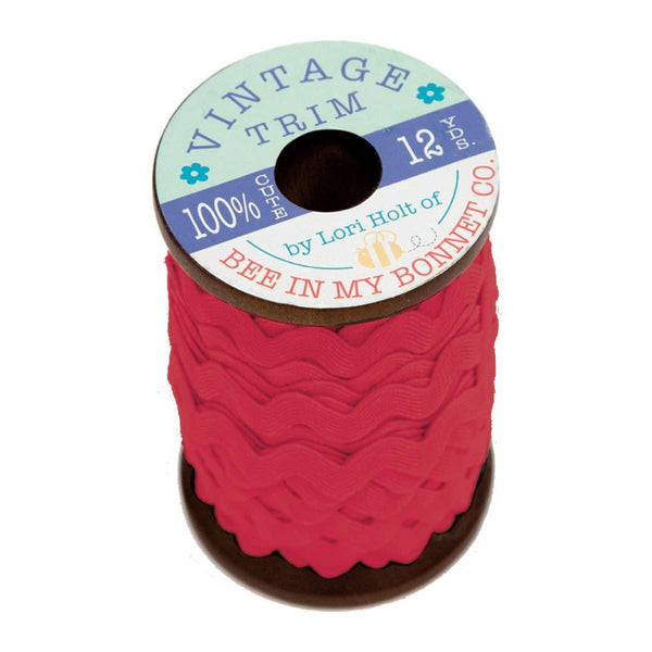 SALE Lori Holt Vintage Trim Large on Wooden Spool STVT-14771 Jazzberry Jam - Riley Blake Designs - 12 Yards of 3/8" Polyester Trim