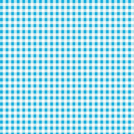 Dots and Stripes and More Brights PRINTED Mini Gingham 28895 Q Turquoise White - QT Fabrics - Check Checks - Quilting Cotton Fabric