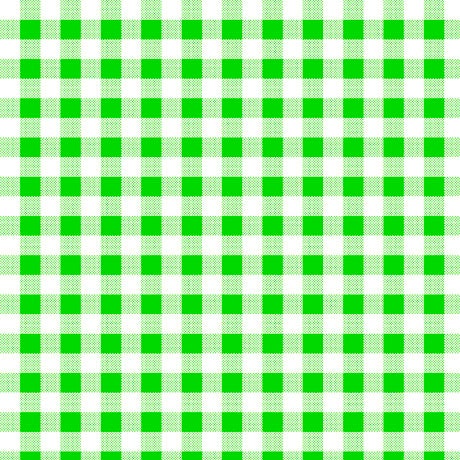 32" End of Bolt - CLEARANCE Dots and Stripes and More Brights PRINTED Medium Gingham 28896 G Green White - QT Fabrics - Quilting Cotton