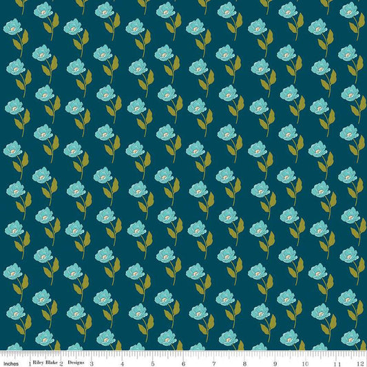 Feed My Soul Flowers C14552 Navy - Riley Blake Designs - Floral Flower - Quilting Cotton Fabric