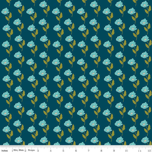 Feed My Soul Flowers C14552 Navy by Riley Blake Designs - Floral Flower - Quilting Cotton Fabric