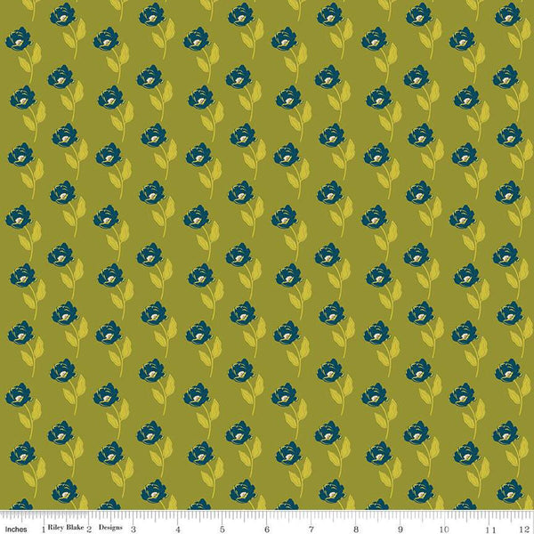 Feed My Soul Flowers C14552 Olive by Riley Blake Designs - Floral Flower - Quilting Cotton Fabric