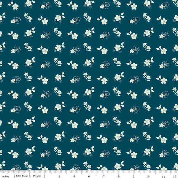 SALE Feed My Soul Tossed Floral C14553 Navy by Riley Blake Designs - Flowers Flower - Quilting Cotton Fabric