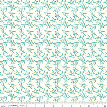 SALE Feed My Soul Leaves C14554 Cream - Riley Blake Designs - Leaf Sprigs Berries - Quilting Cotton Fabric