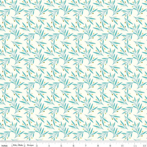 SALE Feed My Soul Leaves C14554 Cream by Riley Blake Designs - Leaf Sprigs Berries - Quilting Cotton Fabric