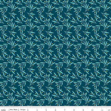 SALE Feed My Soul Leaves C14554 Navy - Riley Blake Designs - Leaf Sprigs Berries - Quilting Cotton Fabric