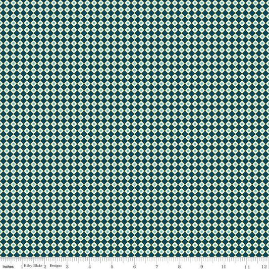 SALE Feed My Soul Dots C14556 Navy - Riley Blake Designs - Geometric Checkered Grid with Circles - Quilting Cotton Fabric