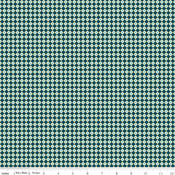 SALE Feed My Soul Dots C14556 Navy by Riley Blake Designs - Geometric Checkered Grid with Circles - Quilting Cotton Fabric