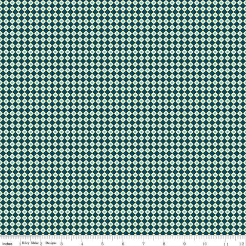 SALE Feed My Soul Dots C14556 Navy by Riley Blake Designs - Geometric Checkered Grid with Circles - Quilting Cotton Fabric