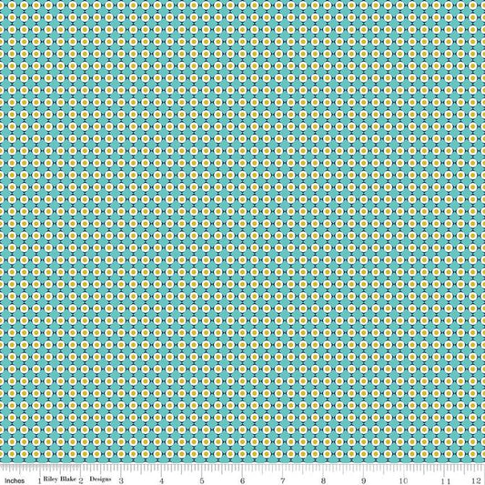SALE Feed My Soul Dots C14556 Sky - Riley Blake Designs - Geometric Checkered Grid with Circles - Quilting Cotton Fabric