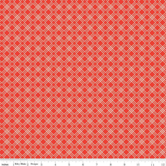 SALE Feed My Soul Geo C14557 Red - Riley Blake Desings - Diagonal Plaid - Quilting Cotton Fabric