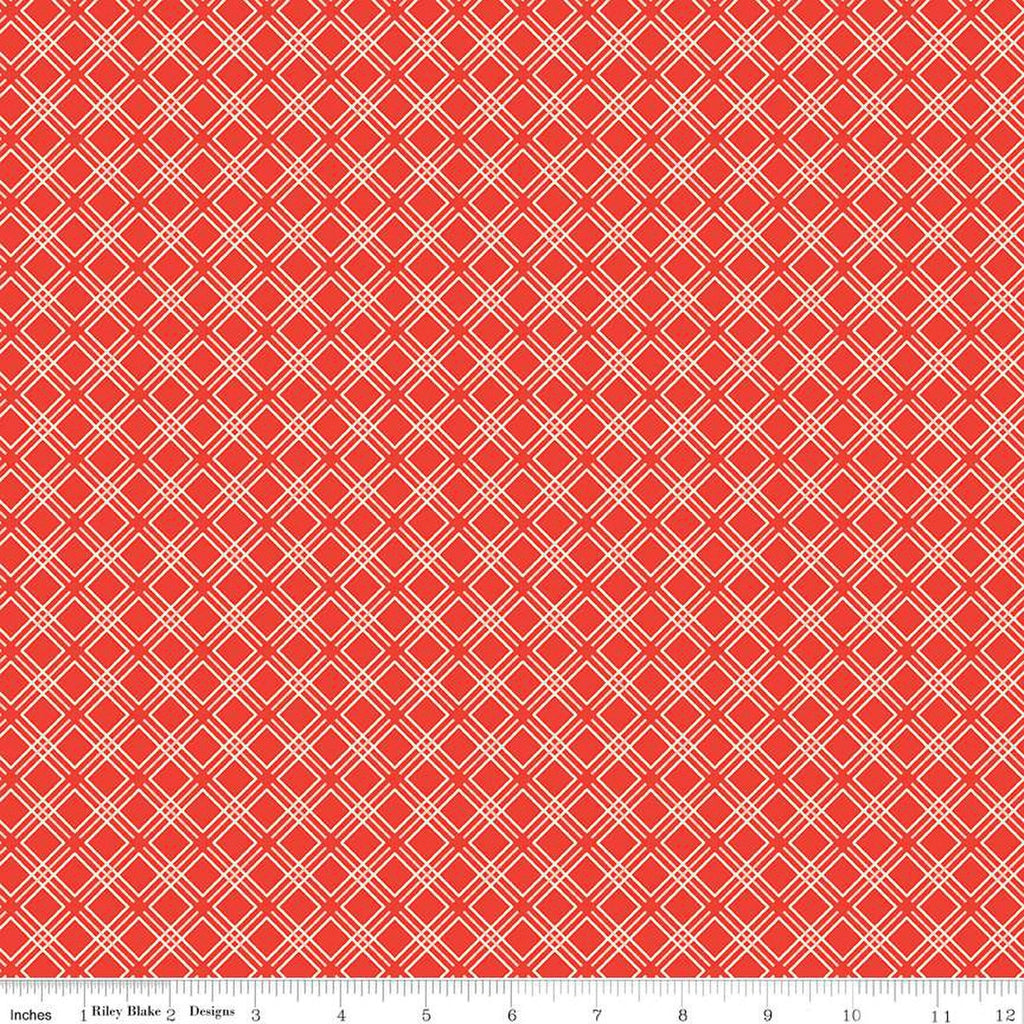 Feed My Soul Geo C14557 Red by Riley Blake Desings - Diagonal Plaid - Quilting Cotton Fabric
