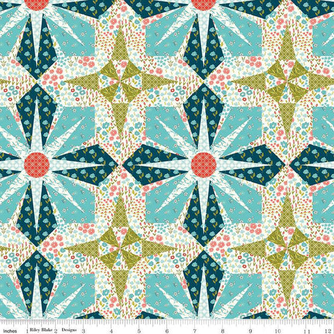 14" End of Bolt - Feed My Soul Cheater Print C14558 Multi by Riley Blake Designs - Starburst Quilt Design - Quilting Cotton Fabric