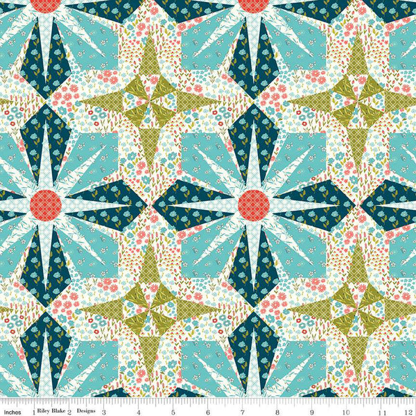 14" End of Bolt - Feed My Soul Cheater Print C14558 Multi by Riley Blake Designs - Starburst Quilt Design - Quilting Cotton Fabric