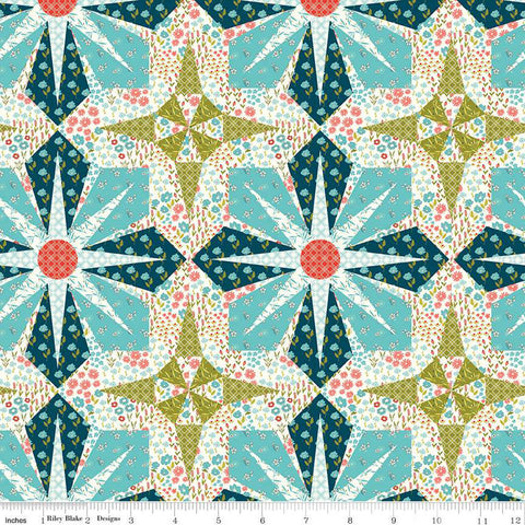 14" End of Bolt - Feed My Soul Cheater Print C14558 Multi by Riley Blake Designs - Starburst Quilt Design - Quilting Cotton Fabric