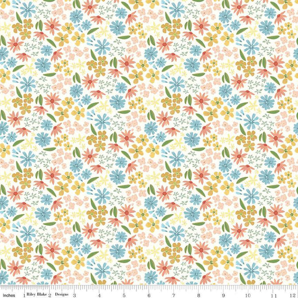 SALE Albion Flowers C14591 Cream by Riley Blake Designs - Floral - Quilting Cotton Fabric