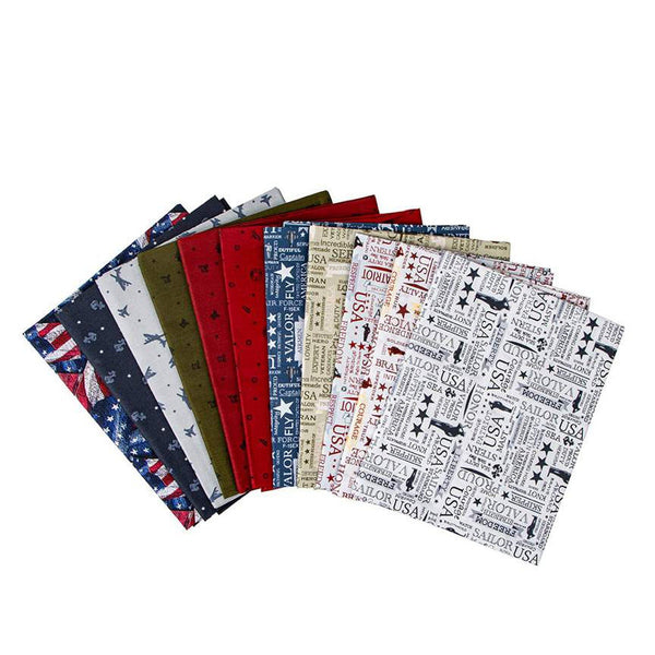 SALE Coming Home Military Branches One-Yard Bundle 11 pieces - Riley Blake Designs - Pre cut Precut - Patriotic - Quilting Cotton Fabric