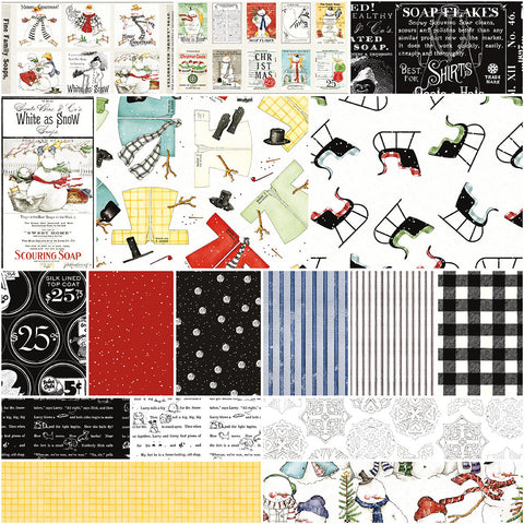 White As Snow 1-Yard Bundle 17 Pieces - Riley Blake Designs - Pre cut Precut - One-Yard - J. Wecker Frisch - Quilting Cotton Fabric