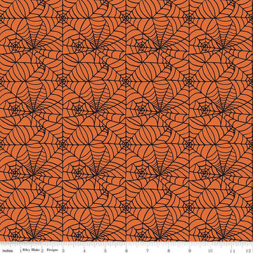 CLEARANCE Sophisticated Halloween Spiderweb C14622 Orange - Riley Blake Designs - Spiderwebs - Quilting Cotton Fabric