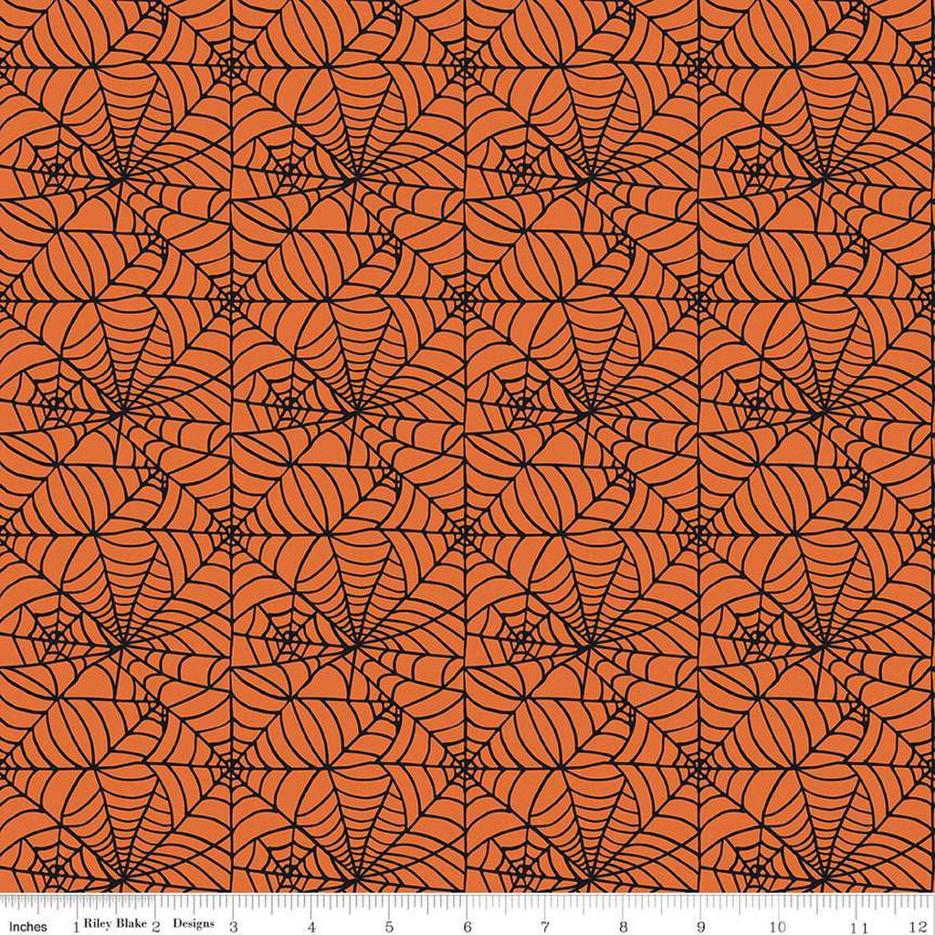 SALE Sophisticated Halloween Spiderweb C14622 Orange - Riley Blake Designs - Spiderwebs - Quilting Cotton Fabric