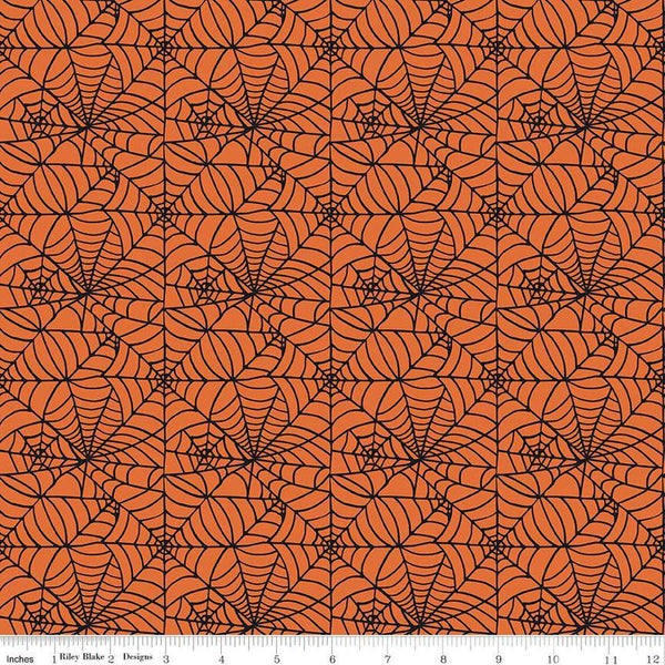 SALE Sophisticated Halloween Spiderweb C14622 Orange - Riley Blake Designs - Spiderwebs - Quilting Cotton Fabric