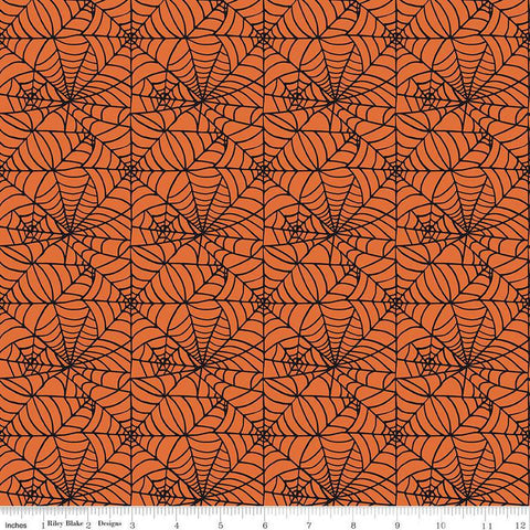 SALE Sophisticated Halloween Spiderweb C14622 Orange - Riley Blake Designs - Spiderwebs - Quilting Cotton Fabric