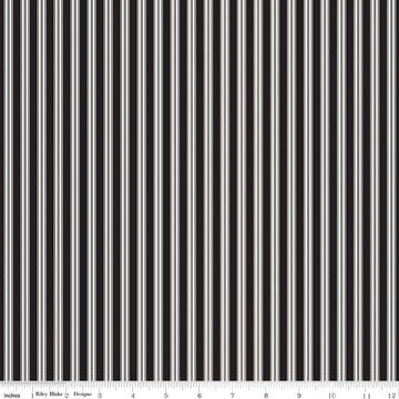 Sophisticated Halloween Ticking C14624 Black - Riley Blake Designs - Black/Cream Stripes Stripe Striped - Quilting Cotton Fabric