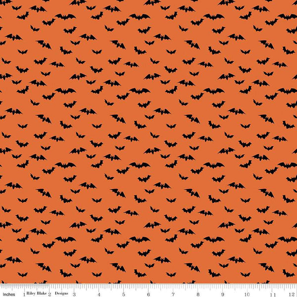 SALE Sophisticated Halloween Bats C14625 Orange - Riley Blake Designs - Quilting Cotton Fabric