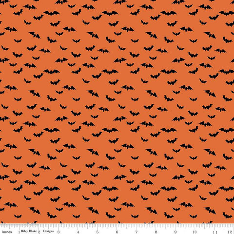 SALE Sophisticated Halloween Bats C14625 Orange - Riley Blake Designs - Quilting Cotton Fabric