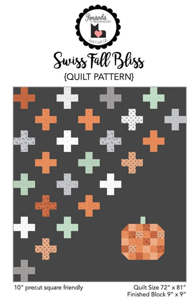 SALE Swiss Fall Bliss Quilt PATTERN P156 by Amanda Niederhauser - Riley Blake - INSTRUCTIONS Only - Piecing Pumpkin 10" Stacker Friendly