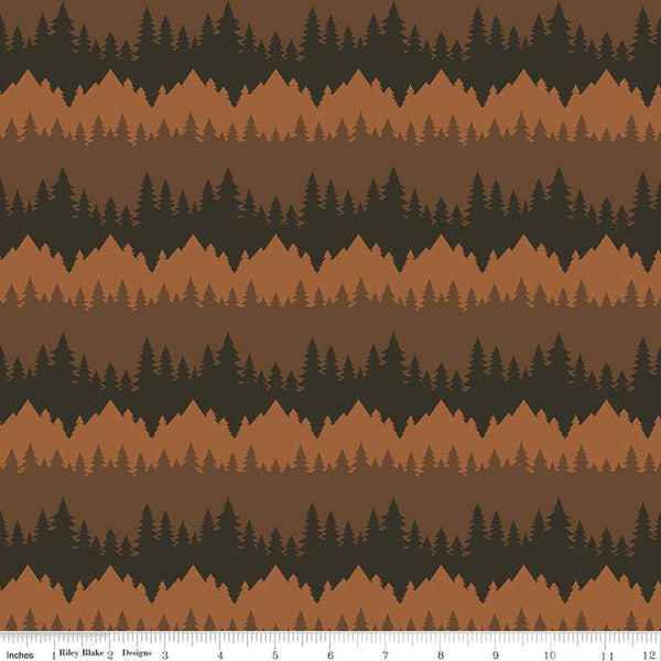 Only You Tree Stripe C14642 Brown - Riley Blake Designs - Smokey Bear Wildfire Prevention - Quilting Cotton Fabric - Licensed Product