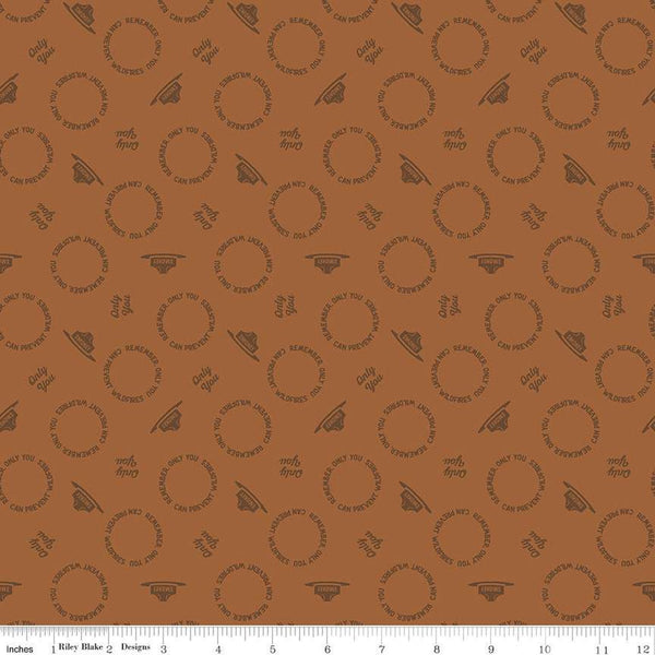 SALE Only You Text Toss C14644 Orange - Riley Blake Designs - Smokey Bear Wildfire Prevention Hats Text - Quilting Cotton Fabric