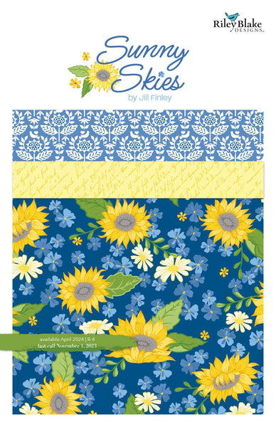 SALE Sunny Skies 1-Yard Bundle White 8 Pieces by Riley Blake Designs - Pre cut Precut - One-Yard Bundle - Quilting Cotton Fabric