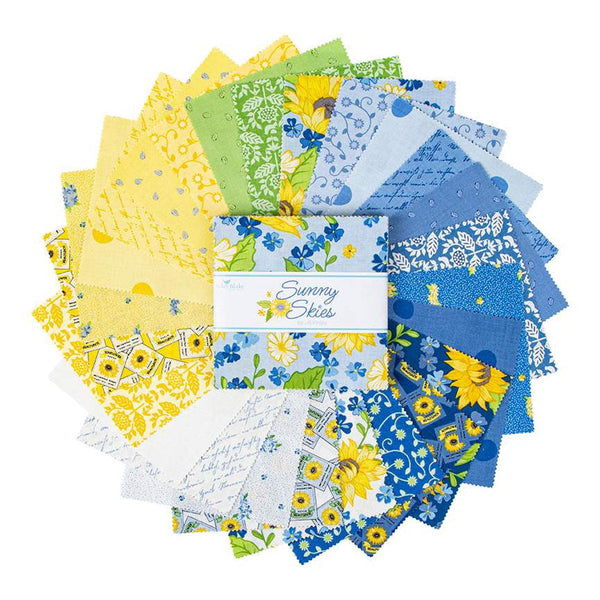 Sunny Skies Charm Pack 5" Stacker Bundle - Riley Blake Designs - 42 piece Precut Pre cut - Quilting Cotton Fabric