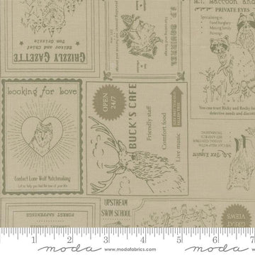 SALE The Great Outdoors Vintage Forest 20881 Sand - Moda Fabrics - Animals Text - Quilting Cotton Fabric