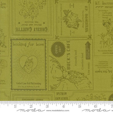 SALE The Great Outdoors Vintage Forest 20881 Grass - Moda Fabrics - Animals Text - Quilting Cotton Fabric