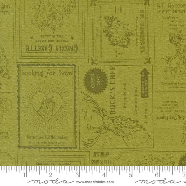 SALE The Great Outdoors Vintage Forest 20881 Grass - Moda Fabrics - Animals Text - Quilting Cotton Fabric