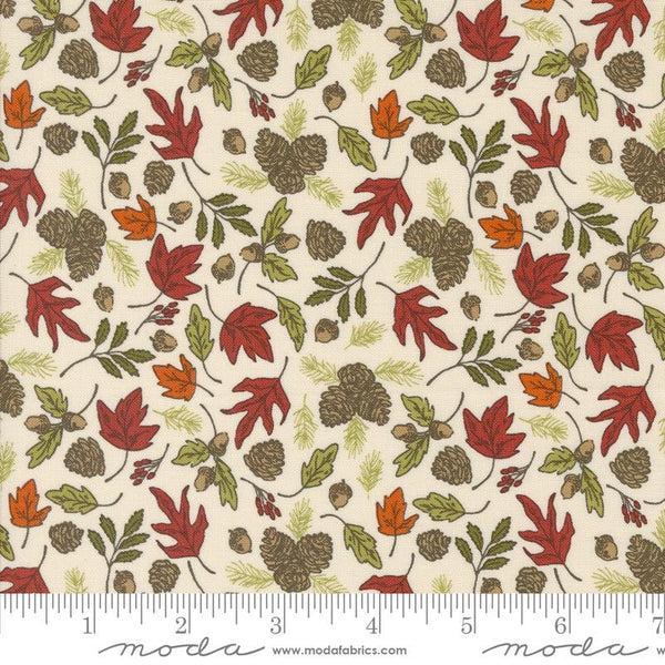 SALE The Great Outdoors Forest Foliage 20883 Cloud - Moda Fabrics - Leaves Pine Cones - Quilting Cotton Fabric