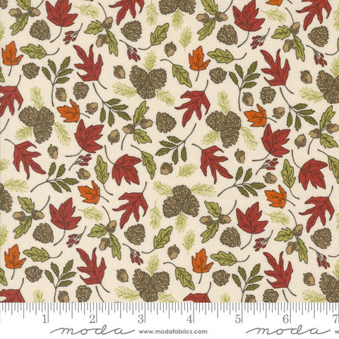 The Great Outdoors Forest Foliage 20883 Cloud - Moda Fabrics - Leaves Pine Cones - Quilting Cotton Fabric