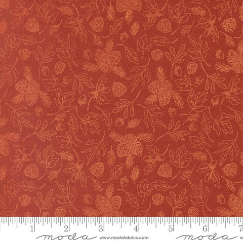 The Great Outdoors Forest Foliage 20883 Fire - Moda Fabrics - Leaves Pine Cones - Quilting Cotton Fabric