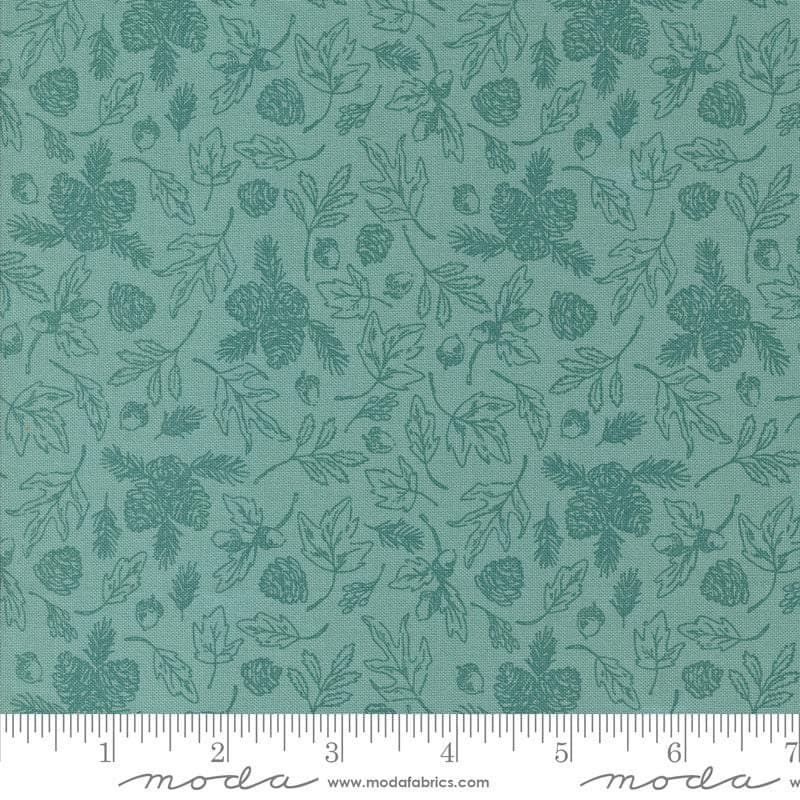 The Great Outdoors Forest Foliage 20883 Sky - Moda Fabrics - Leaves Pine Cones - Quilting Cotton Fabric