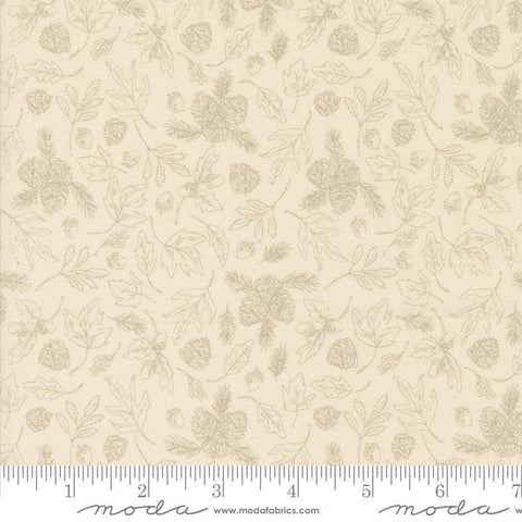 The Great Outdoors Forest Foliage 20883 Cloud Sand - Moda Fabrics - Leaves Pine Cones - Quilting Cotton Fabric