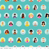 Fat Quarter End of Bolt SALE Barbie World Barbie Main CD15020 Teal - Official Licensed Product - DIGITALLY PRINTED - Quilting Cotton Fabric
