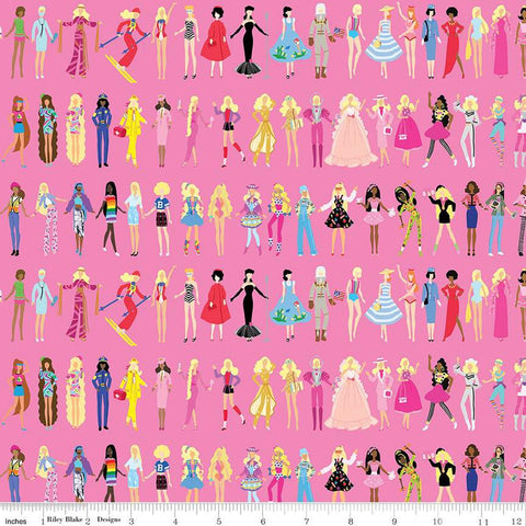 SALE Barbie World Barbie Dolls CD15021 Medium Pink - Riley Blake Designs - DIGITALLY PRINTED - Quilting Cotton Fabric